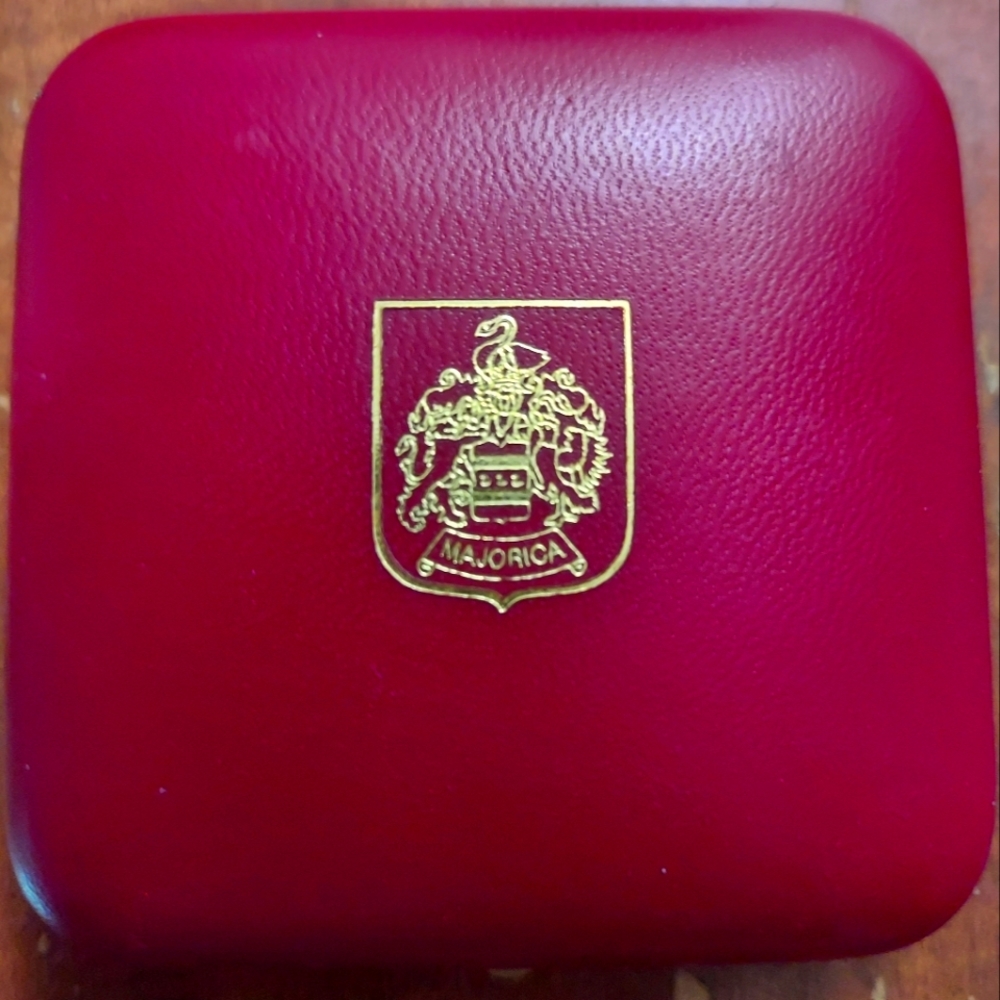 1980 Majorica Cufflinks Tie Tack Made In Spain